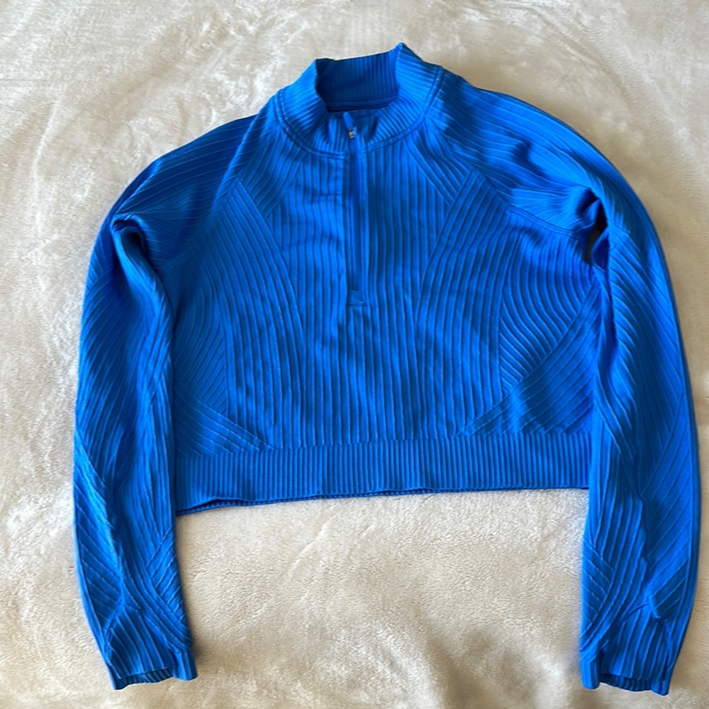 Blue Ribbed Women's Top